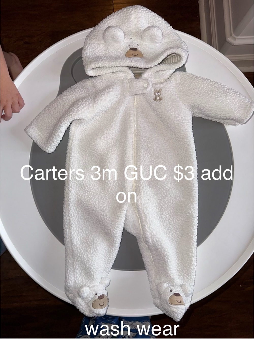 Carter's White Plush Sherpa Bear Footie Bunting, Snow Suit